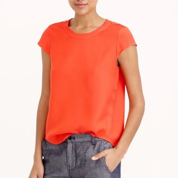J. Crew Tops - J.Crew Orange Cap Sleeve Blouse